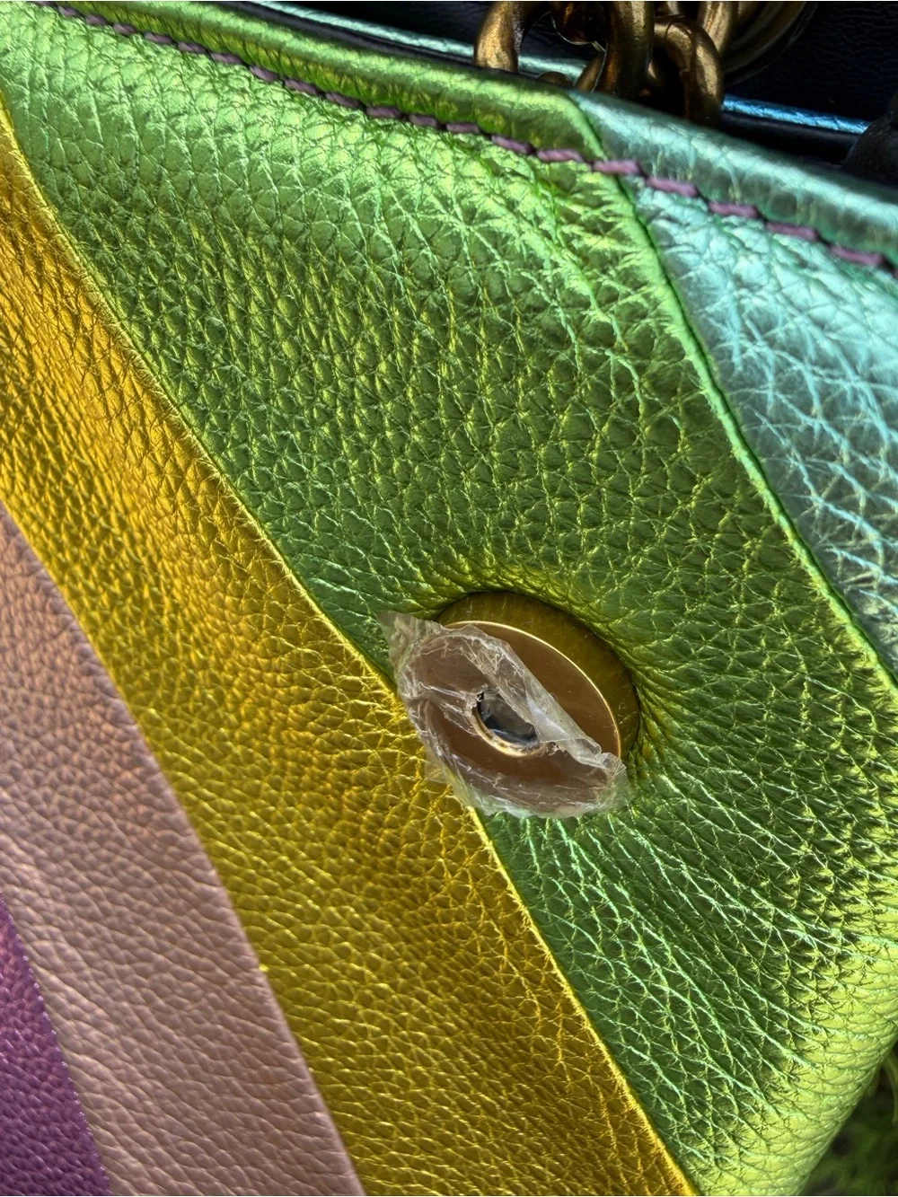 Kurt Geiger London Large Kensington Rainbow Metallic Leather Shoulder Bag 🌈